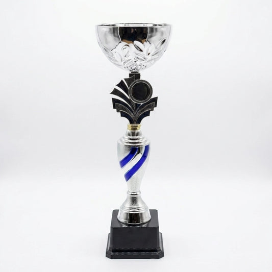 Copa Plateada con Detalles en Azul